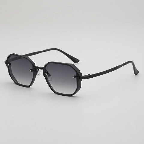 Octagon Polygon Sunglasses Metal Frame UV400 Protection Retro Pilot Trendy Eyewear For Men Women