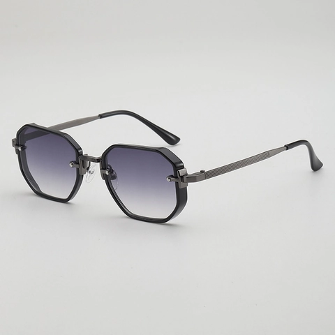 Octagon Polygon Sunglasses Metal Frame UV400 Protection Retro Pilot Trendy Eyewear For Men Women