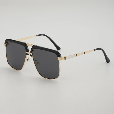 Lunettes De Soleil Carrées Monture En Métal Protection UV400 Verres Dégradés Style Pilote Rétro Pour Hommes Et Femmes