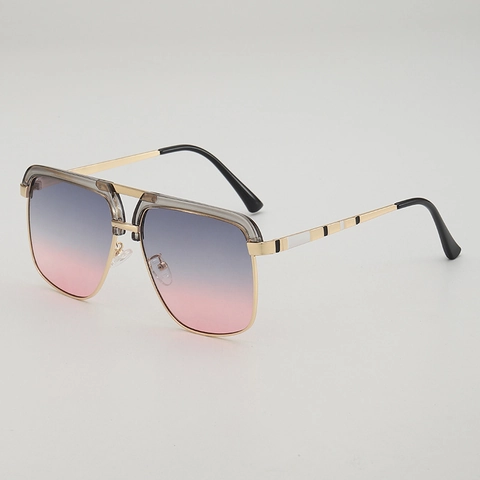 Lunettes De Soleil Carrées Monture En Métal Protection UV400 Verres Dégradés Style Pilote Rétro Pour Hommes Et Femmes