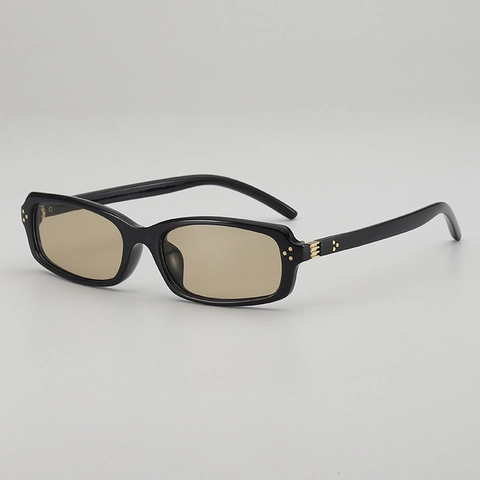 Gafas De Sol Retro Con Montura Cuadrada Estrecha Para Hombre Y Mujer Protección UV400 Material PC AC Remache Metálico