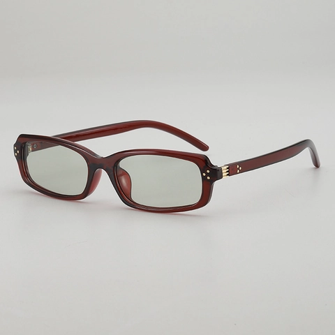 Gafas De Sol Retro Con Montura Cuadrada Estrecha Para Hombre Y Mujer Protección UV400 Material PC AC Remache Metálico