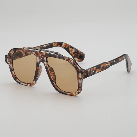 Oversized Aviator Zonnebril Vintage Retro Dubbele Brug UV400 Bescherming PC Montuur AC Lenzen Mode Voor Unisex