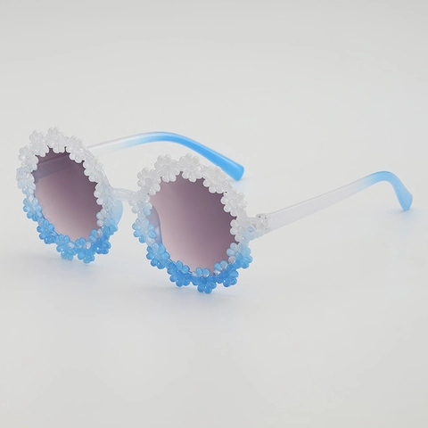 Kids Sunglasses UV400 Round Daisy Flower Shape PC Frame AC Lens Gradient Colors Outdoor Party For Boys Girls