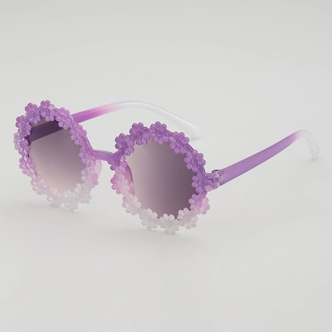 Kids Sunglasses UV400 Round Daisy Flower Shape PC Frame AC Lens Gradient Colors Outdoor Party For Boys Girls