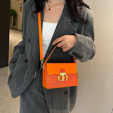 Damen Schultertasche PU Leder Krokodilmuster Metallschloss Retro Umhängetasche Handtasche Für Casual Daily Fashion