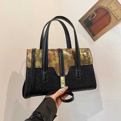 Sac À Main Femme PU Cuir Patchwork Serpent Léopard Floral Embossé Poignée Supérieure Sac À Épaule Bandoulière