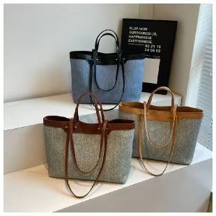 Bolso Tote Gran Capacidad Denim Cuero PU Contraste Hombro Bolso Mano Casual Conmutar Estilo Retro Para Mujeres