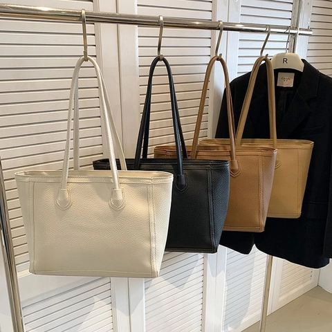 Minimalistische Grosse Tasche Mit Kieselstruktur PU Leder Pendler Umhangetasche Fur Damen Handtasche Büro Alltag