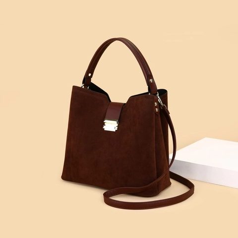 Borsa A Mano Vintage In Pelle PU Scamosciata Per Donna Borsa A Secchiello Grande Capacità Con Chiusura In Metallo E Tracolla Regolabile