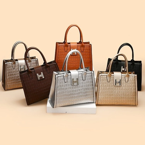 Crocodile Pattern PU Leather Handbags Large Tote Crossbody And Pouch Vintage Style Women Daily Work Bags