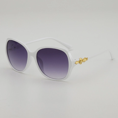 Mode Damen Großer Rahmen Sonnenbrille UV400 Schutz PC Rahmen AC Verlaufsgläser Gold Metall Dekor Retro Chic Sonnenbrille