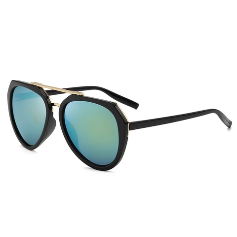 Oversized Mode Zonnebril Met Gouden Metalen Dubbele Brug Gespiegelde Gradiënt Lenzen PC Frame Voor Heren Dames UV400