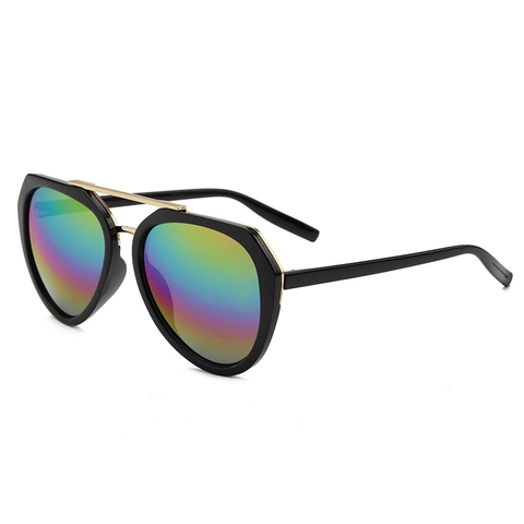 Oversized Mode Zonnebril Met Gouden Metalen Dubbele Brug Gespiegelde Gradiënt Lenzen PC Frame Voor Heren Dames UV400