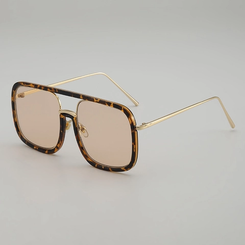 Fashion Square Sunglasses With Double Bridge UV400 Protection Metal PC Frame Vintage Eyewear For Men Women