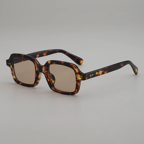 Lunettes De Soleil Rétro À Monture Carrée Protection UV400 Monture PC Verres AC Avec Rivets Métalliques Pour Hommes Femmes