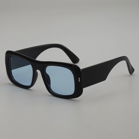 Retro Square Sunglasses PC Frame AC Lens UV400 Wide Leg Thick Fashion Hip Hop Sun Protection Eyewear For Men Women