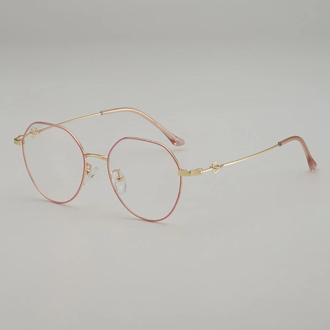 Dames Onregelmatige Polygoon Brilmonturen Ultralicht Metaal Dun Frame Groot Rond Decoratieve Bril Retro Mode Vintage Optische Monturen