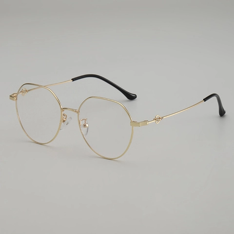 Dames Onregelmatige Polygoon Brilmonturen Ultralicht Metaal Dun Frame Groot Rond Decoratieve Bril Retro Mode Vintage Optische Monturen
