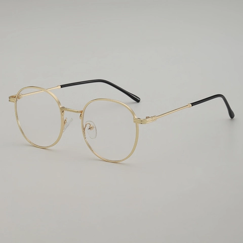 Retro Ronde Brilmontuur Metaal Simpel Vintage Optische Bril Voor Heren Dames Heldere Glazen
