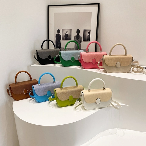 Women Crossbody Bag PU Leather Straw Woven Texture Contrast Color Top Handle Handbag Vintage Retro Style Saddle Bag