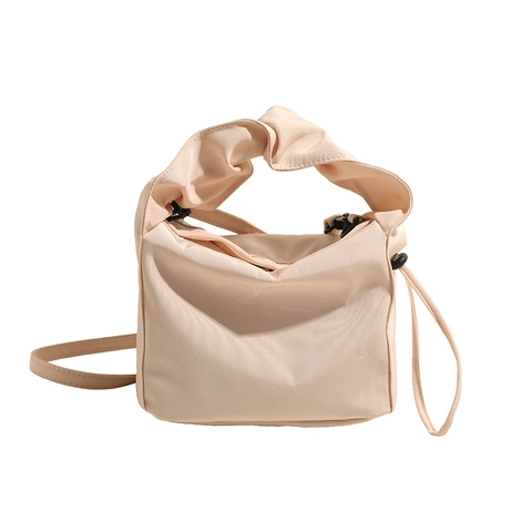 Women Nylon Handbag Ruched Cloud Handle Detachable Strap Chic Small Shoulder Crossbody Bag Casual Versatile