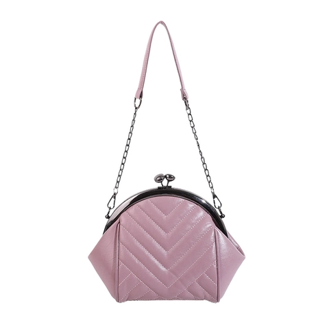 Sac Bandoulière Matelassé En Simili Cuir Pour Femme Motif En V Rétro Fermoir Clic-Clac Sac À Main Chaîne Mode Élégant