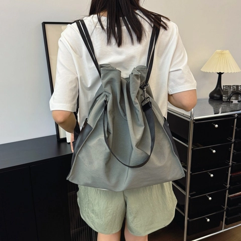 Borsa A Secchiello Grande Tracolla Tela Nylon Coulisse Grande Capacità Casual Minimalista Tracolla Regolabile Donne