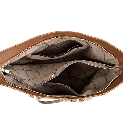 Bolso Tote De Gran Capacidad Para Mujer Cuero PU Color En Contraste Bolso De Hombro Simple De Moda Para Trabajo