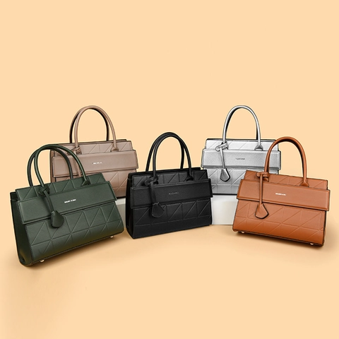 Geometrische Gesteppte PU Leder Handtasche Für Damen Große Kapazität Schulter Umhängetasche Mit Tragegriff Retro Stil