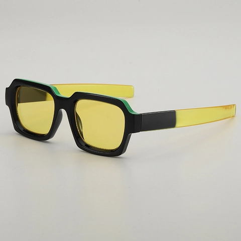 Vierkante Retro Zonnebril Klein Frame Color Block UV400 Bescherming PC Frame AC Lens Mode Unisex Reizen Brillen