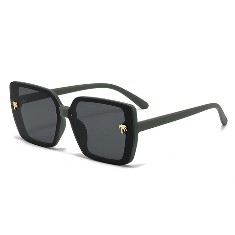 Square Oversized Sunglasses PC Frame AC Lens UV400 Protection Palm Tree Metal Decoration Fashion Vacation For Women Men