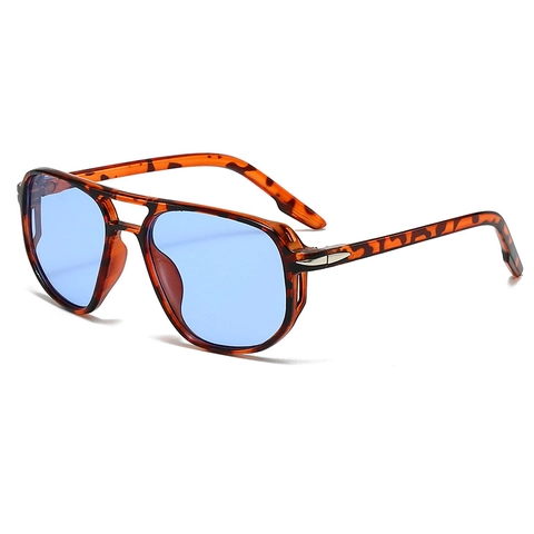 Fashion Double Bridge Square Sunglasses For Women Men Pilot Style UV400 Protection Retro PC Frame AC Lens Outdoor Travel Eyewear