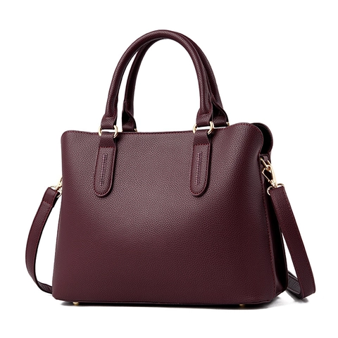 Litchi Grain PU Leder Tote Bag Für Frauen Koreanischer Stil Gesteppte Schulter Umhängetasche Handtasche