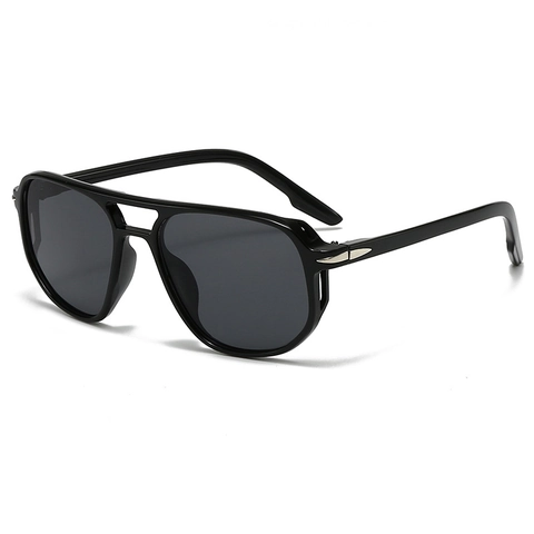 Fashion Double Bridge Square Sunglasses For Women Men Pilot Style UV400 Protection Retro PC Frame AC Lens Outdoor Travel Eyewear