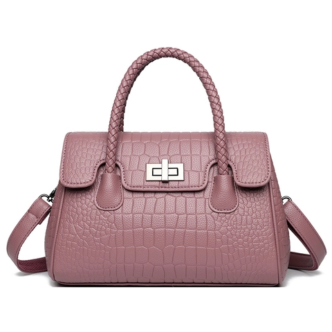 Borsa A Mano Da Donna Goffrata Coccodrillo Pelle PU Manico Intrecciato Chiusura In Metallo Borsa A Tracolla Stile Retro Elegante