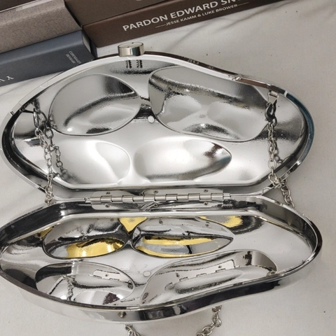 Unregelmäßige Abendtasche Mit Spiegeloberfläche Metallische Polierte Clutch Umhängetasche Für Damen Hochzeit Party