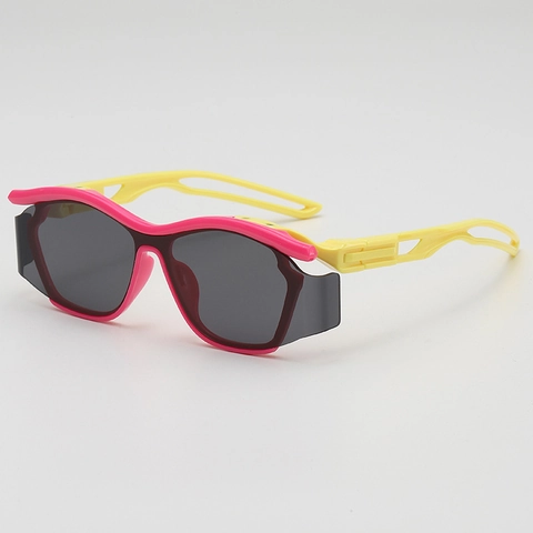 Kids Sport Sunglasses Wrap Around UV400 Protection Futuristic Side Shields PC Frame For Outdoor Cycling Running Boys Girls