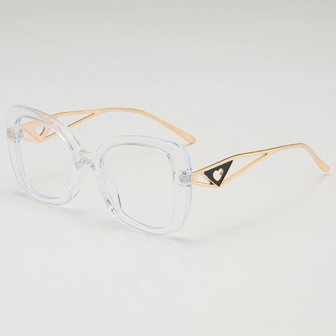 Oversized Square Eyeglasses Frames PC Metal Hollow Heart Triangle Detail Trendy Optical Glasses For Women And Men