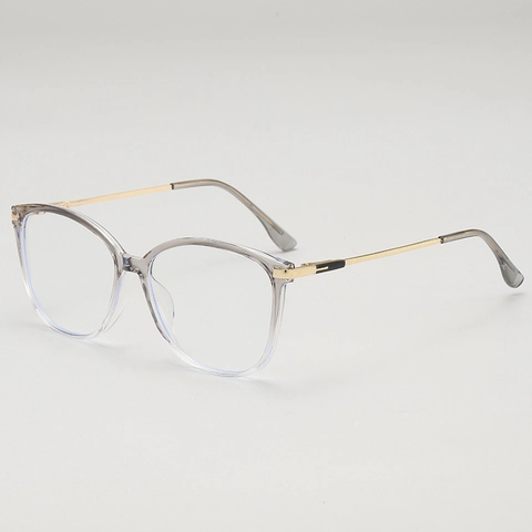 Retro Cat Eye Anti Blue Light Optical Glasses Frame Metal Temple Fashion Large Frame Plain Glasses For Women Daily Eyewear