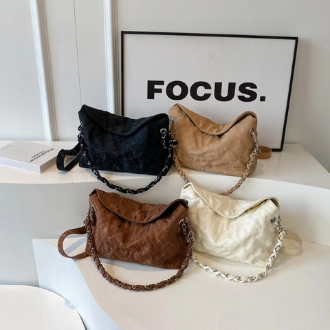 Gesteppte Hobo Bag PU Leder Rautenmuster Schultertasche Kettengurt Große Kapazität Vintage Chic Unterachseltasche Damen