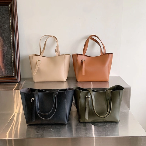 Women Tote Bag PU Leather Large Capacity With Inner Pouch Shoulder Handbag Commuter Minimalist Niche Design Fashionable