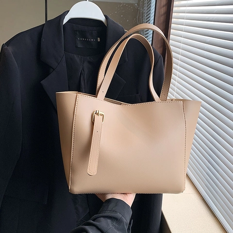 Women Tote Bag PU Leather Large Capacity With Inner Pouch Shoulder Handbag Commuter Minimalist Niche Design Fashionable