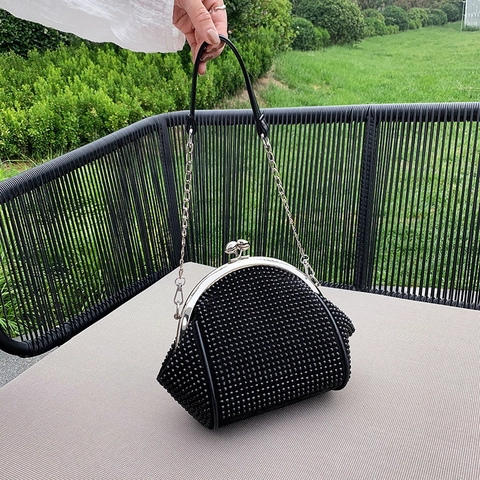 Luxus Strass Abendtasche Für Damen Glitzer Kussverschluss Schultertasche Umhängetasche Mit Kette