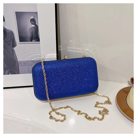 Borsa Da Sera Da Donna Pochette Con Paillettes Rigida Rettangolare Con Tracolla A Catena Rimovibile Chiusura In Cristallo Elegante