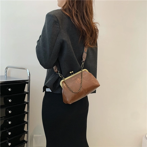 Borsa A Tracolla Vintage Doctor Pelle PU Chiusura A Bacio Bohemien Tracolla Larga Borsa A Spalla Retro Donna