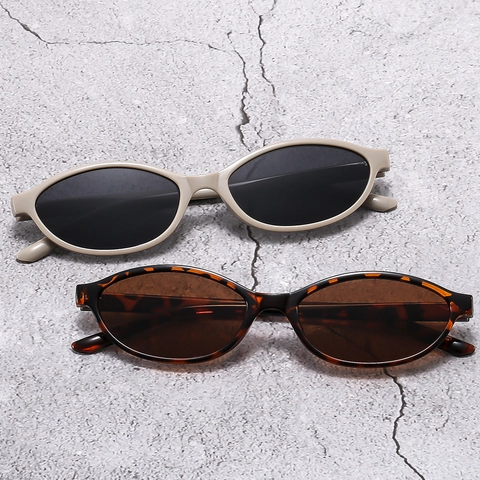 Gafas De Sol Ovaladas Retro Montura PC Lentes AC Protección UV Moda Hip Hop Vintage Para Mujeres