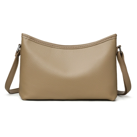 Minimalist PU Leather Lychee Pattern Shoulder Bag For Women Retro Small Square Crossbody Bag With Adjustable Strap