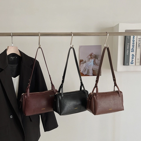 Borsa A Spalla Sottobraccio In Pelle PU Donna Vintage Minimalista Boston Borsa A Mano Pendolare Cerniera Tracolla Regolabile