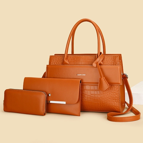 Women Retro Crocodile Pattern PU Leather Tote Handbag Embossed Shoulder Crossbody Bag Large Capacity Office Lady Daily Purse